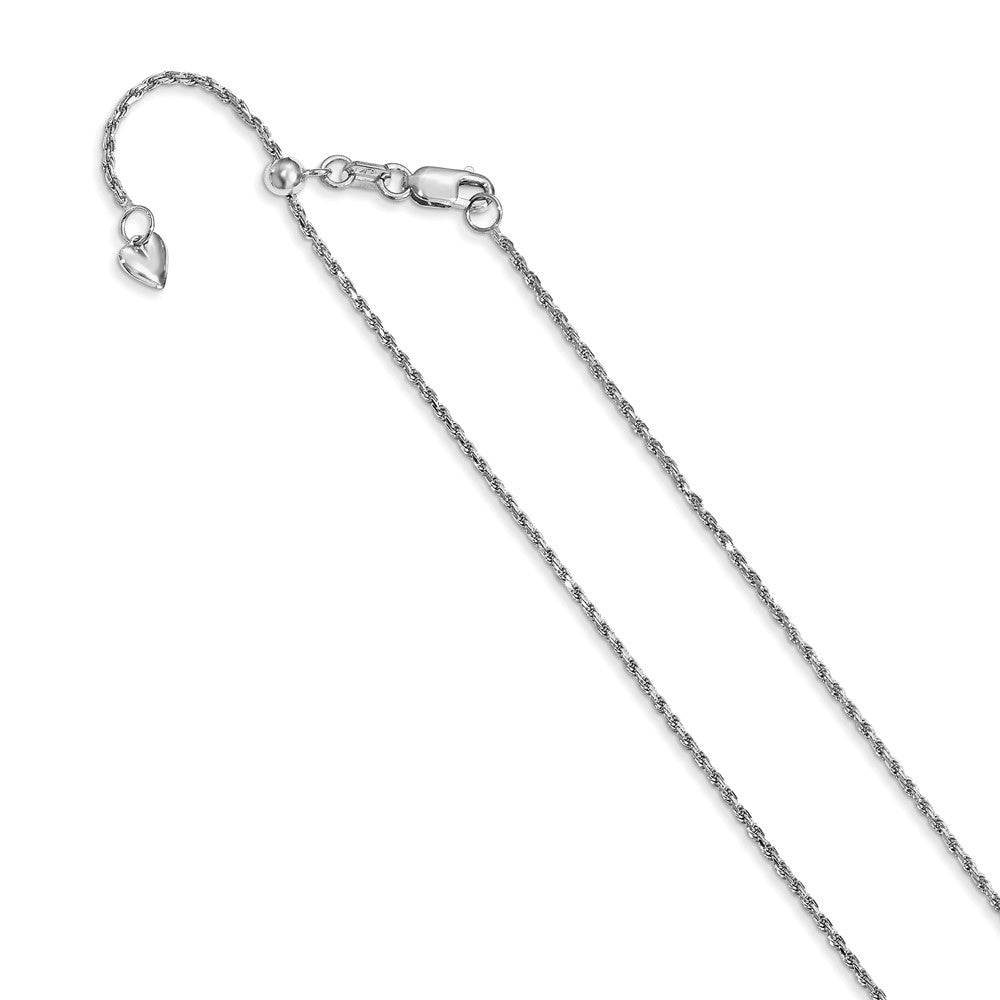 14K White Gold Adjustable 1.2mm Diamond-cut Rope Chain