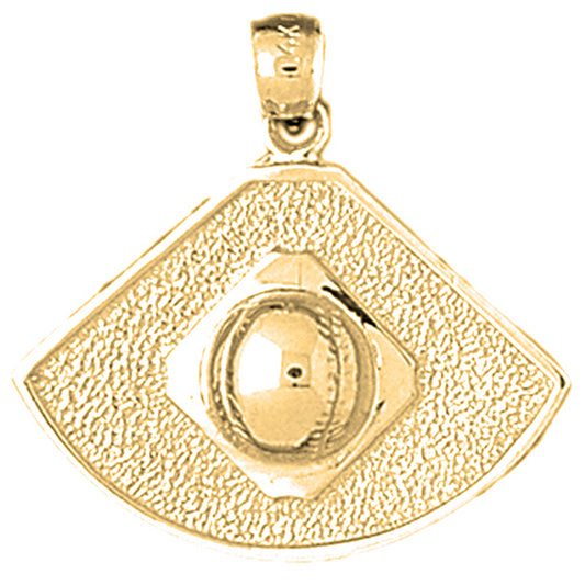 10K, 14K or 18K Gold Baseball Diamond Pendant