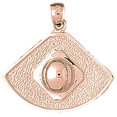 10K, 14K or 18K Gold Baseball Diamond Pendant