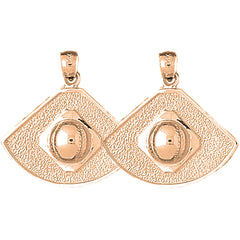 14K or 18K Gold 26mm Baseball Diamond Earrings