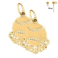 14K or 18K Gold Baseball Earrings