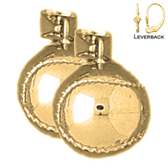 15 mm große 3D-Baseball-Ohrringe aus Sterlingsilber (weiß- oder gelbvergoldet)