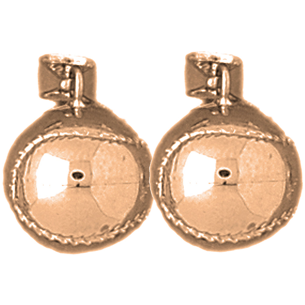 14K or 18K Gold 15mm 3D Baseball Earrings