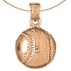 10K, 14K or 18K Gold Baseball Pendant