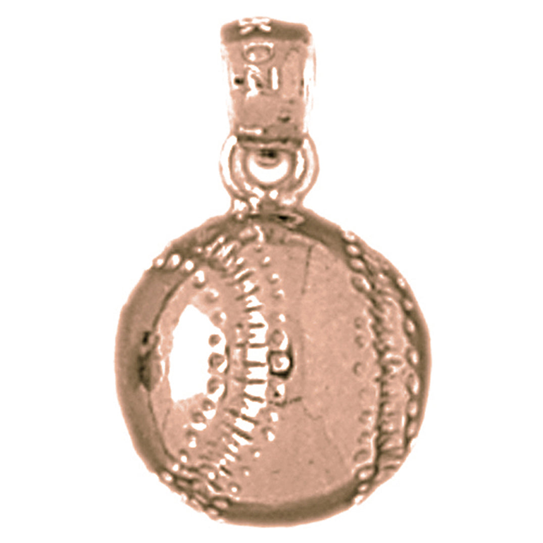 10K, 14K or 18K Gold Baseball Pendant