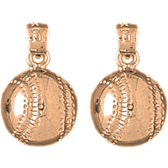 14K or 18K Gold 18mm Baseball Earrings