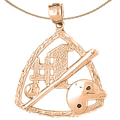 10K, 14K or 18K Gold Baseball Diamond Pendant