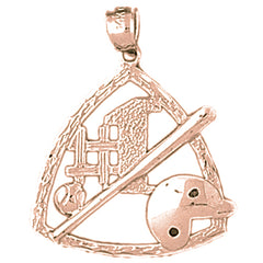 10K, 14K or 18K Gold Baseball Diamond Pendant
