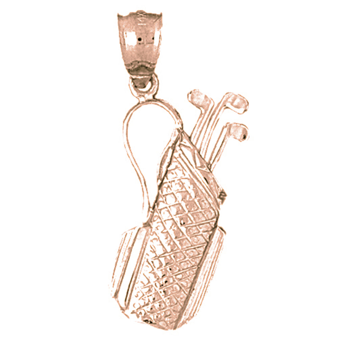 10K, 14K or 18K Gold Golf Bag Pendant
