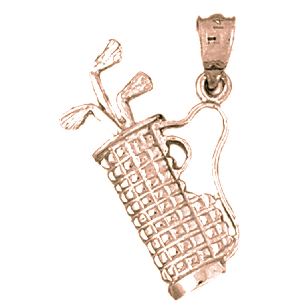 10K, 14K or 18K Gold Golf Bag Pendant