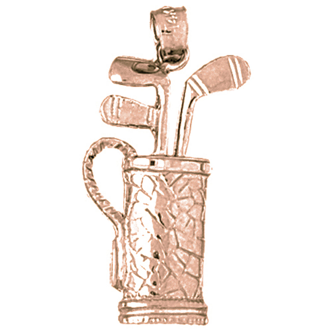 10K, 14K or 18K Gold Golf Bag Pendant