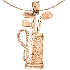 10K, 14K or 18K Gold Golf Bag Pendant
