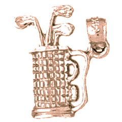 10K, 14K or 18K Gold 3D Golf Bag Pendant