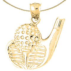 10K, 14K or 18K Gold Golf Ball And Putter Pendant