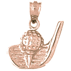 10K, 14K or 18K Gold Golf Ball And Putter Pendant