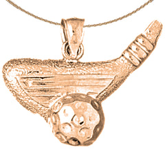 10K, 14K or 18K Gold Golf Ball And Putter Pendant