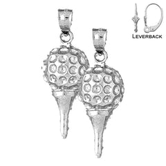 14K or 18K Gold Golf Ball On Tee Earrings