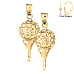 14K or 18K Gold Golf Ball On Tee Earrings