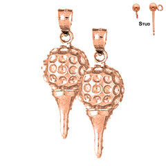14K or 18K Gold Golf Ball On Tee Earrings