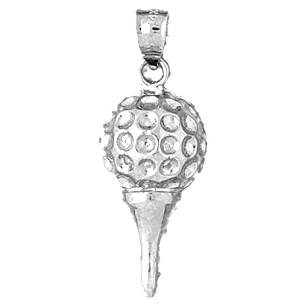 10K, 14K or 18K Gold Golf Ball On Tee Pendant