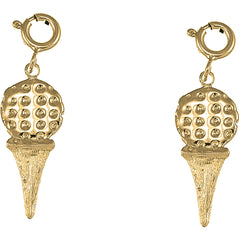14K or 18K Gold 25mm Golf Ball On Tee Earrings