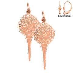 14K or 18K Gold Golf Ball On Tee Earrings
