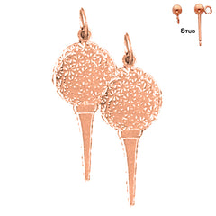 14K or 18K Gold Golf Ball On Tee Earrings