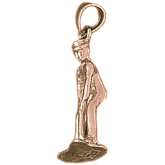 10K, 14K or 18K Gold 3D Golfer Pendant
