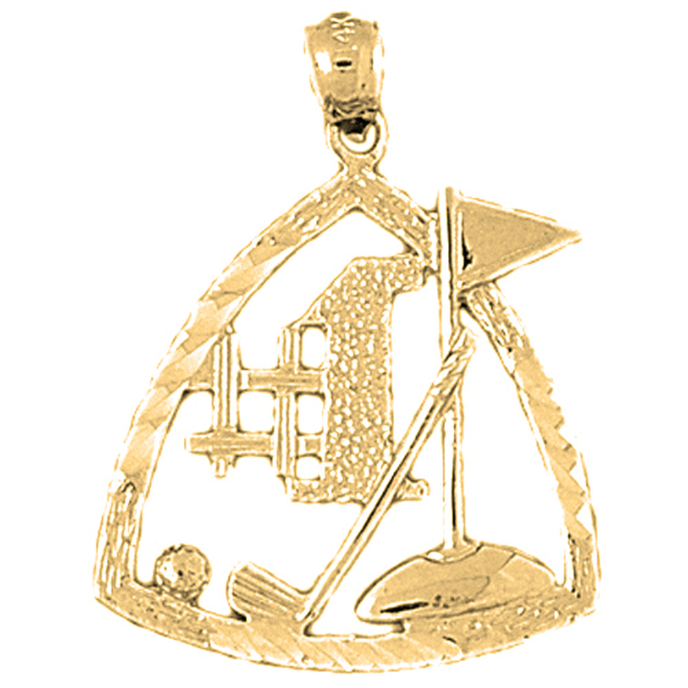 10K, 14K or 18K Gold #1 Golf Pendant