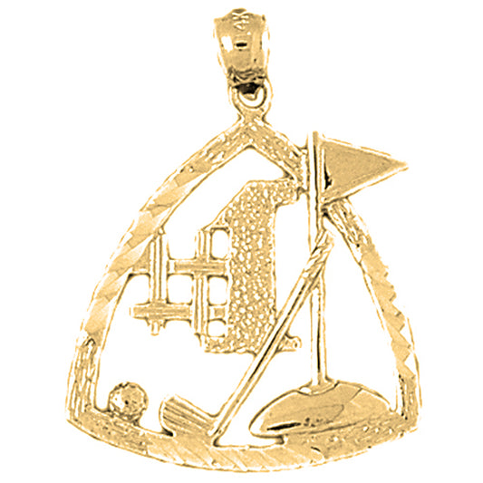 10K, 14K or 18K Gold #1 Golf Pendant