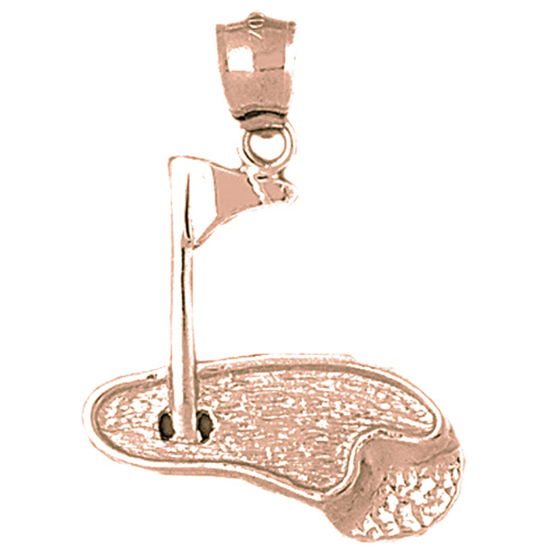 10K, 14K or 18K Gold Golf Course Pendant
