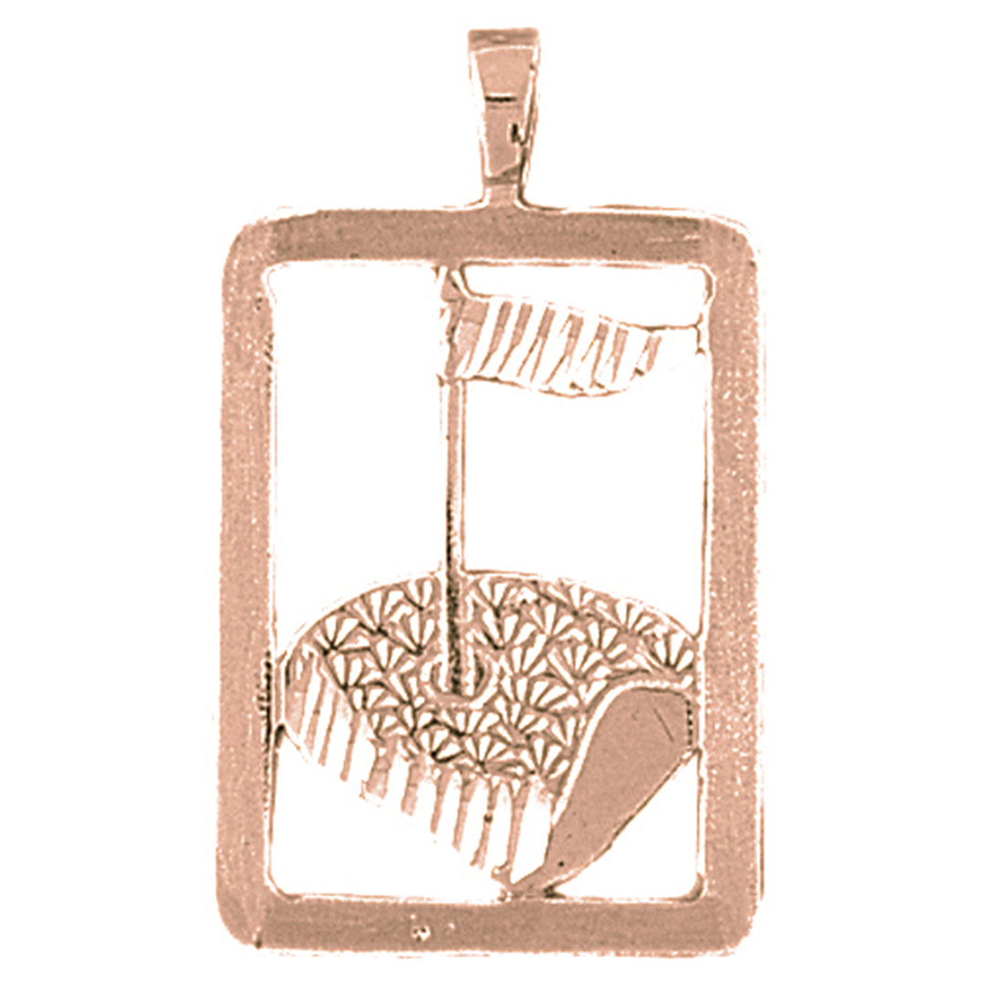 10K, 14K or 18K Gold Golf Course Pendant