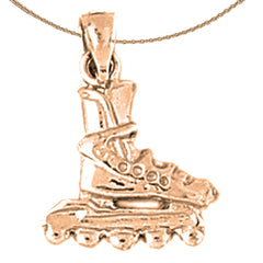 14K or 18K Gold Roller Blades Pendant