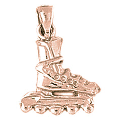 14K or 18K Gold Roller Blades Pendant