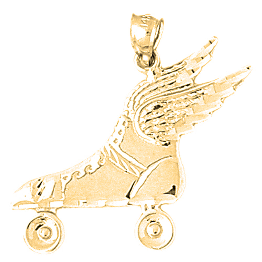10K, 14K or 18K Gold Roller Skates Pendant