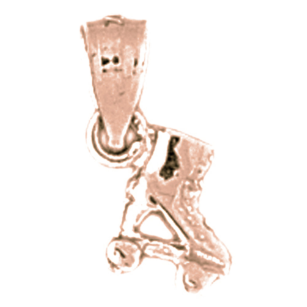 14K or 18K Gold 3D Roller Skates Pendant