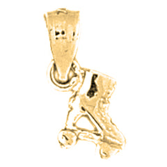 14K or 18K Gold 3D Roller Skates Pendant