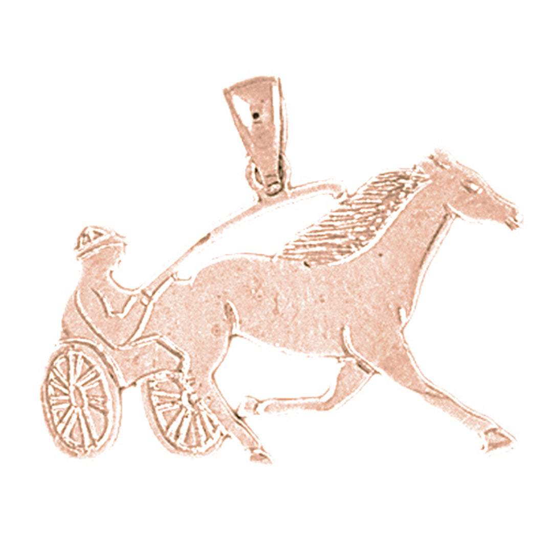 14K or 18K Gold Horse And Chariot Pendant