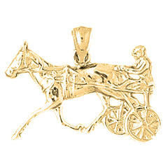 10K, 14K or 18K Gold Horse And Chariot Pendant