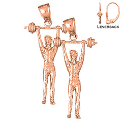 14K or 18K Gold 3D Body Builder Earrings