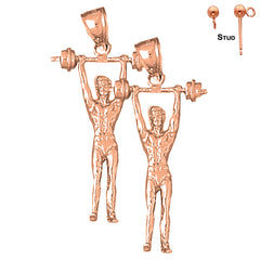 14K or 18K Gold 3D Body Builder Earrings