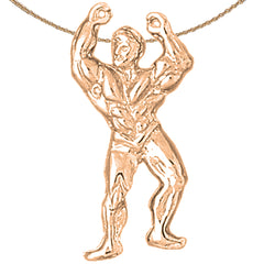 Bodybuilder-Anhänger aus 10 Karat, 14 Karat oder 18 Karat Gold