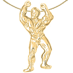 Bodybuilder-Anhänger aus 10 Karat, 14 Karat oder 18 Karat Gold