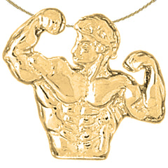 Bodybuilder-Anhänger aus 10 Karat, 14 Karat oder 18 Karat Gold