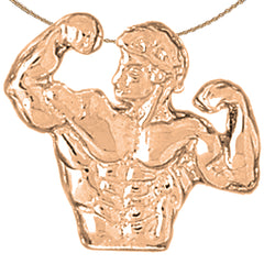 Bodybuilder-Anhänger aus 10 Karat, 14 Karat oder 18 Karat Gold
