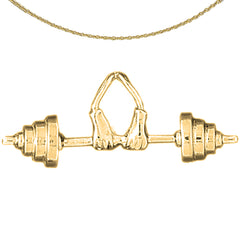 10K, 14K or 18K Gold Barbell Pendant