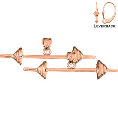 14K or 18K Gold 3D Barbell Earrings