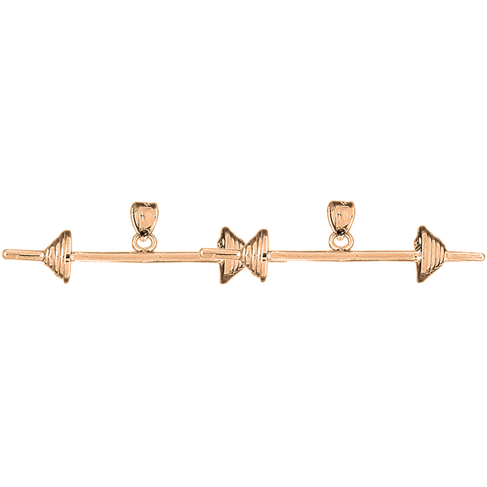 14K or 18K Gold 12mm 3D Barbell Earrings