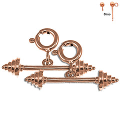 14K or 18K Gold 3D Barbell Earrings