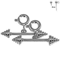 14K or 18K Gold 3D Barbell Earrings